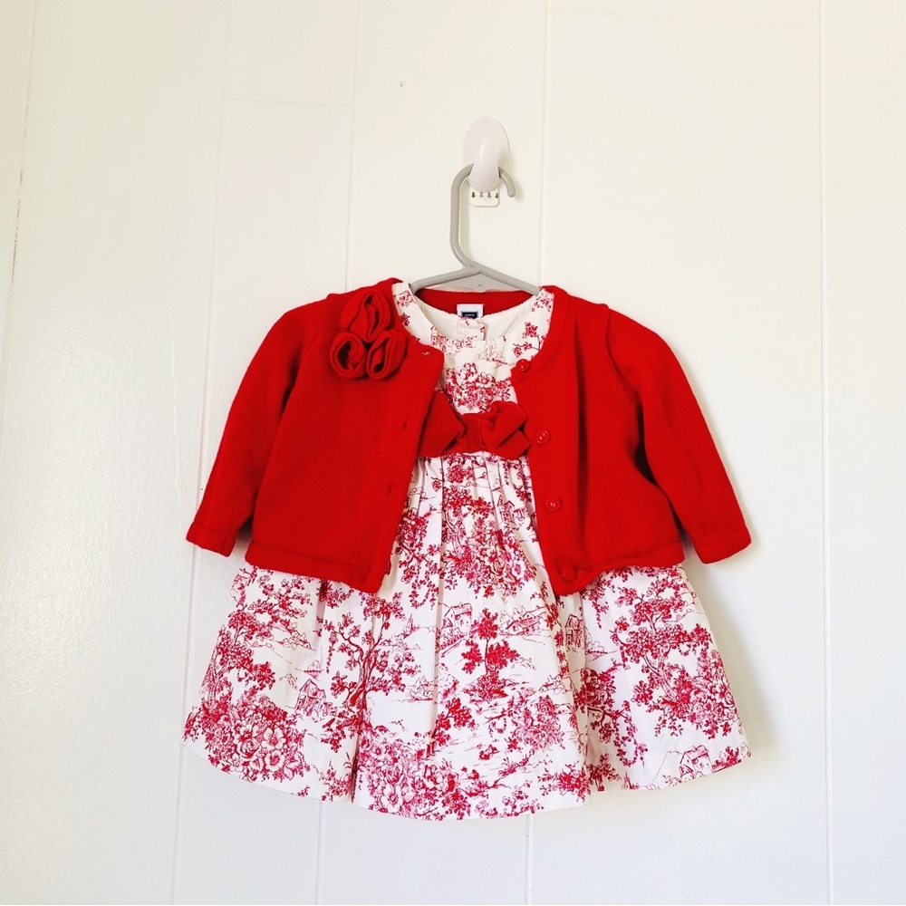 Janie and Jack Baby Formal Red Dress Size 3 to 6 months